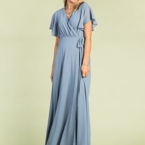 Naples Flutter Sleeve Wrap Maxi Dress